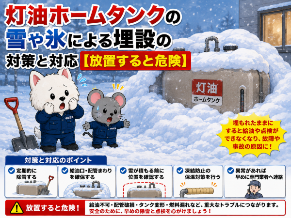 灯油ホームタンクの雪や氷による埋設の対策と対応【放置すると危険】